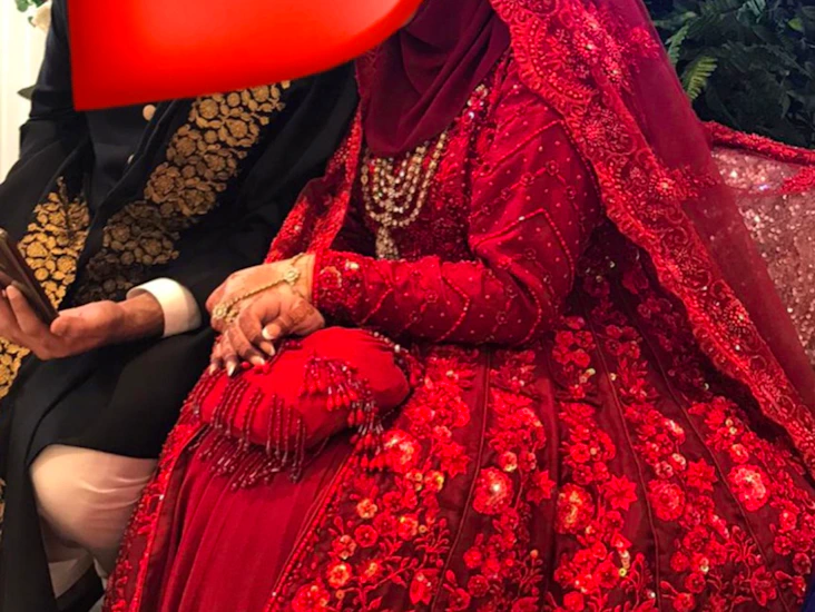 Red bridal lengha gown