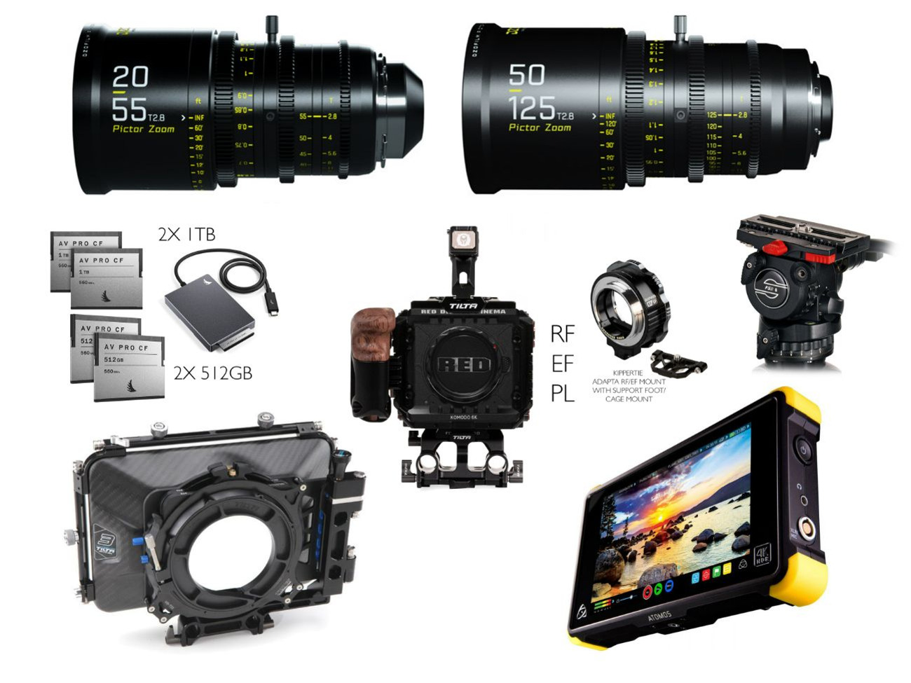 Red komodo 6k / x cinema kit lenses / rig 