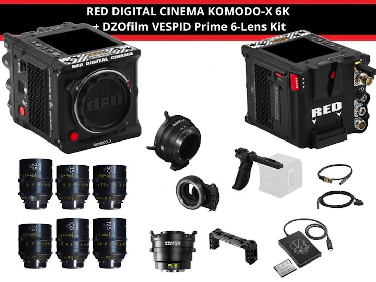 Red komodo x 6k + dzo film vespid prime 6 lens kit