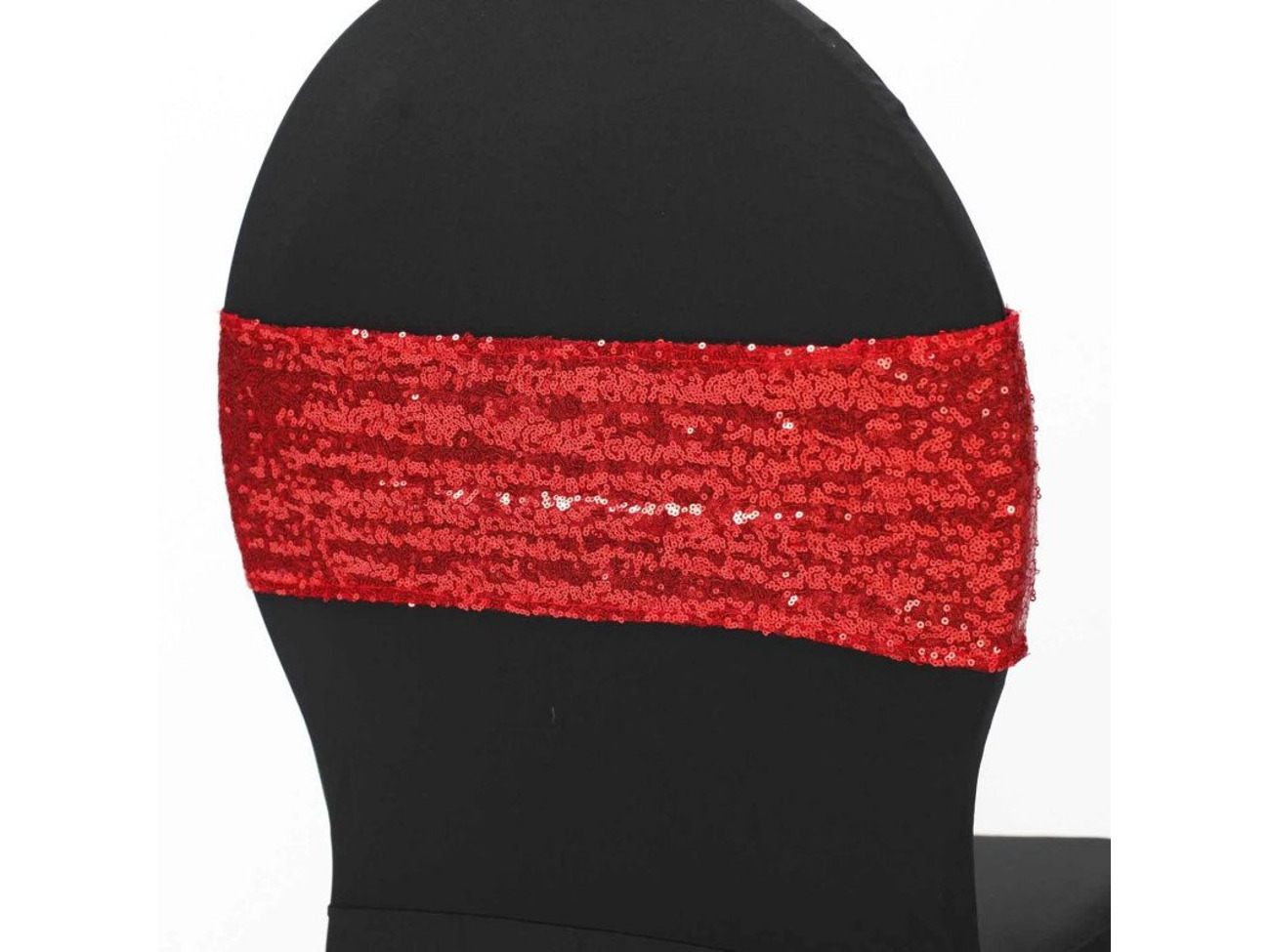 Red sequin spandex chair band