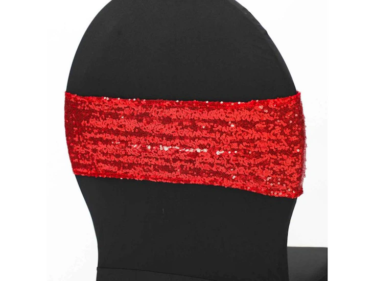 Red sequin spandex chair band