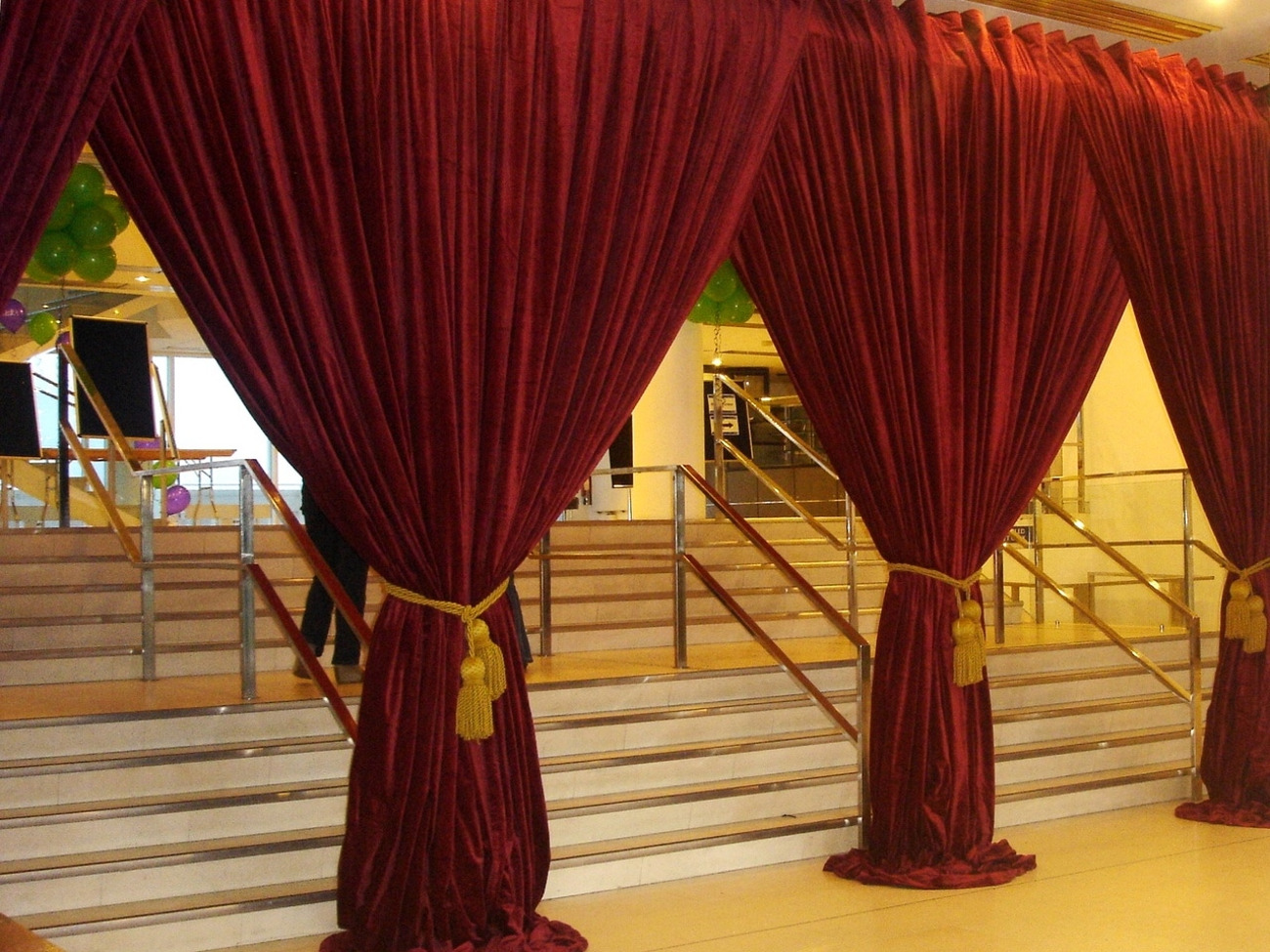 Red velour theatre curtain - 3m width by 4.5m drop