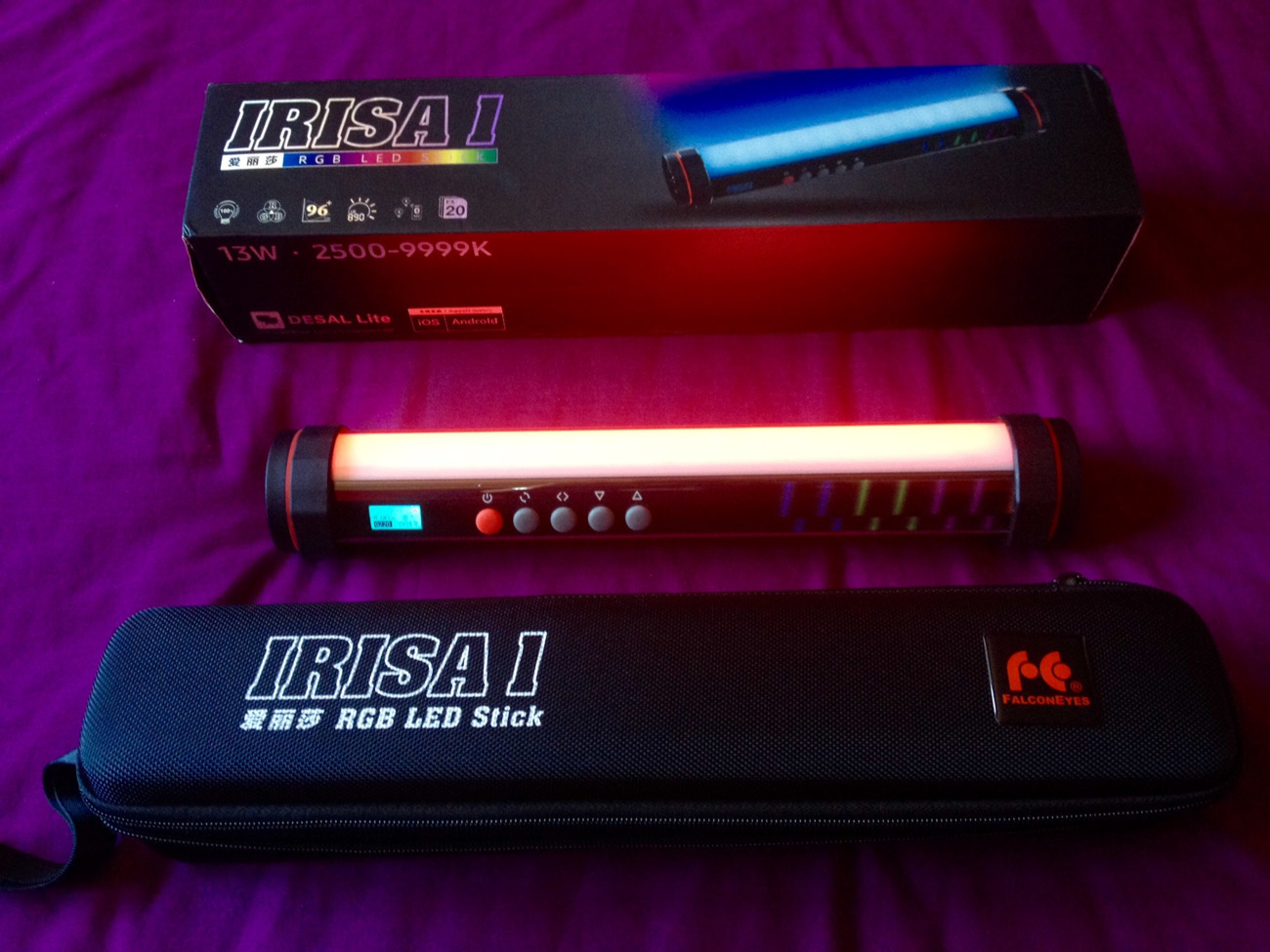 Rgb led tube, falconeyes irisa1 + underwater ulanzi "cute lite"