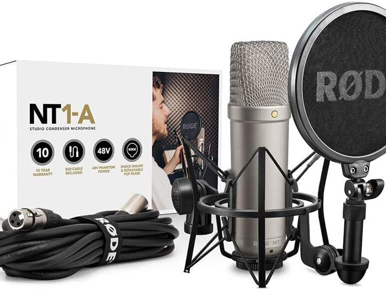 Rode nt1-a condenser microphone + sm6 mount, filter & cable