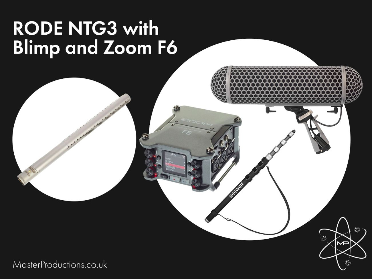 Rode ntg 3 boom microphone with blimp and zoom f6 sound kit