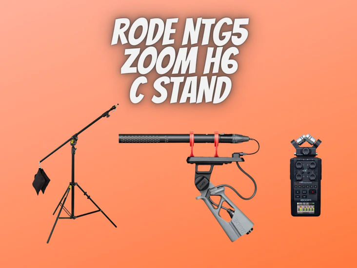 Rode ntg5 microphone + c stand + zoom h6n