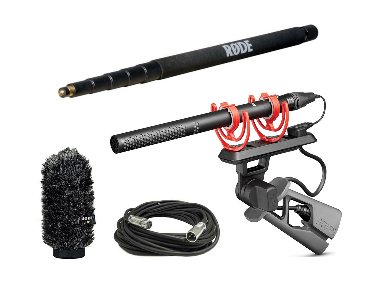 Rode ntg5 shotgun microphone + boompole + xlr cable
