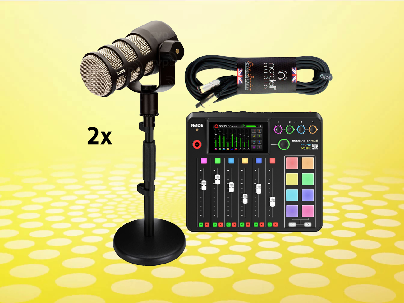 Rodecaster pro ii mk2 podcast bundle 2x rode mics