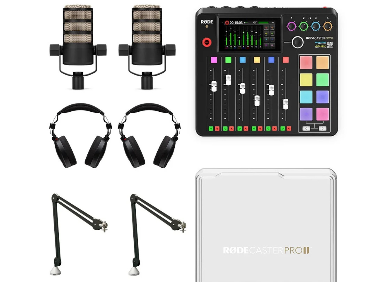 Podcast rodecaster pro ii mk2  h6 5 rode 2 x mic bundle mixer