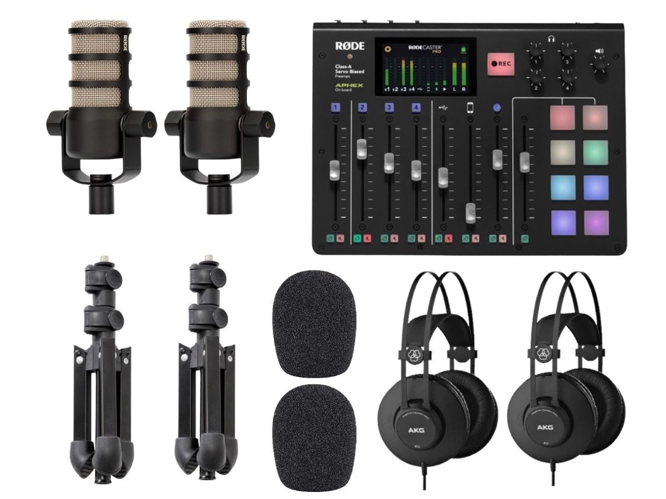 Rodecaster pro podcast 2 x microphone set recorder h6 5 rode