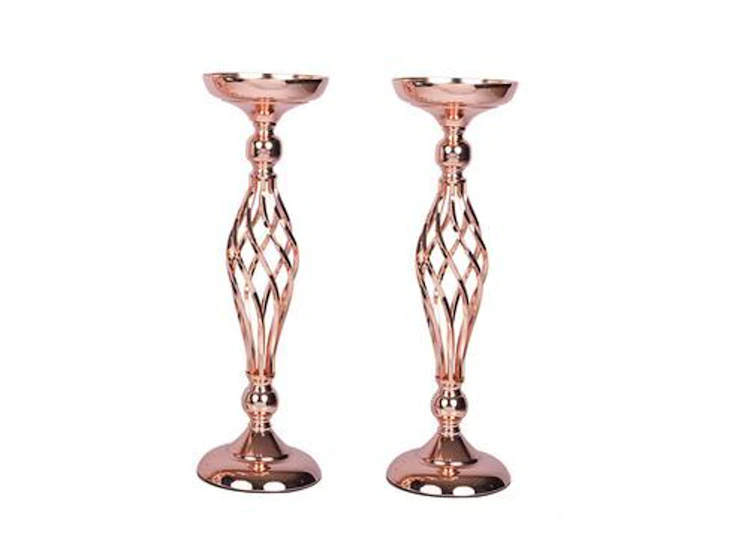 Rose gold reversible votive candle holder set and flower ball stand