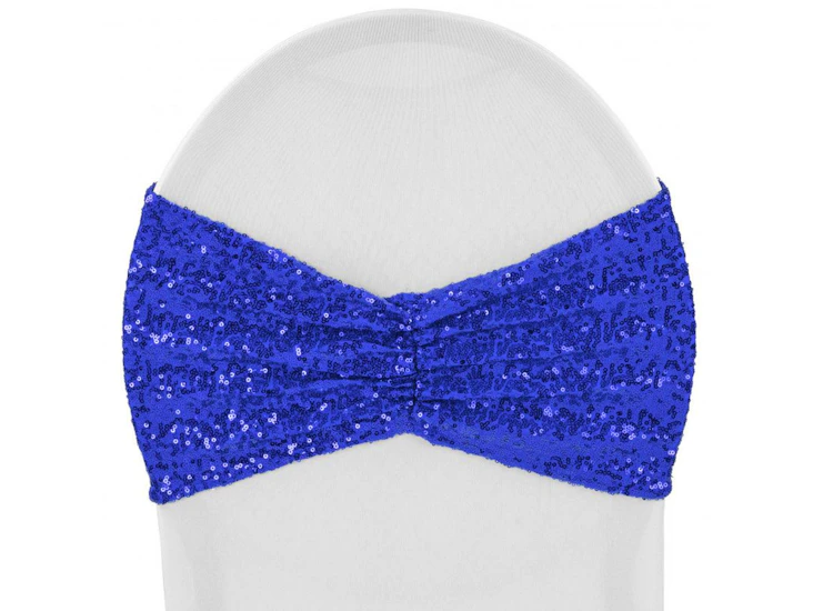 Royal blue sequin spandex chair band