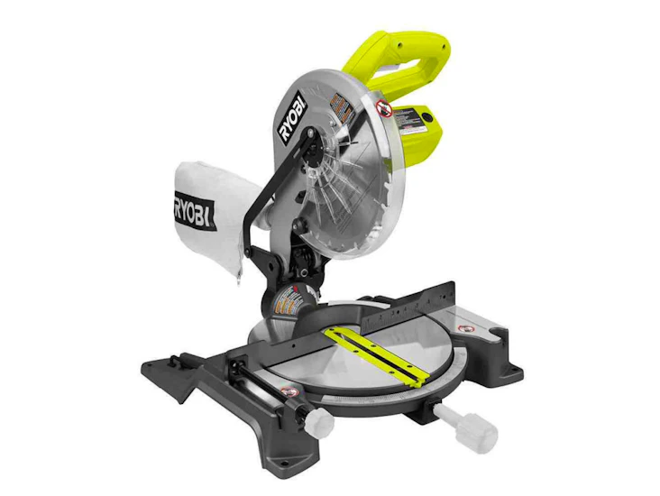 Ryobi mitre saw and adjustable stand.