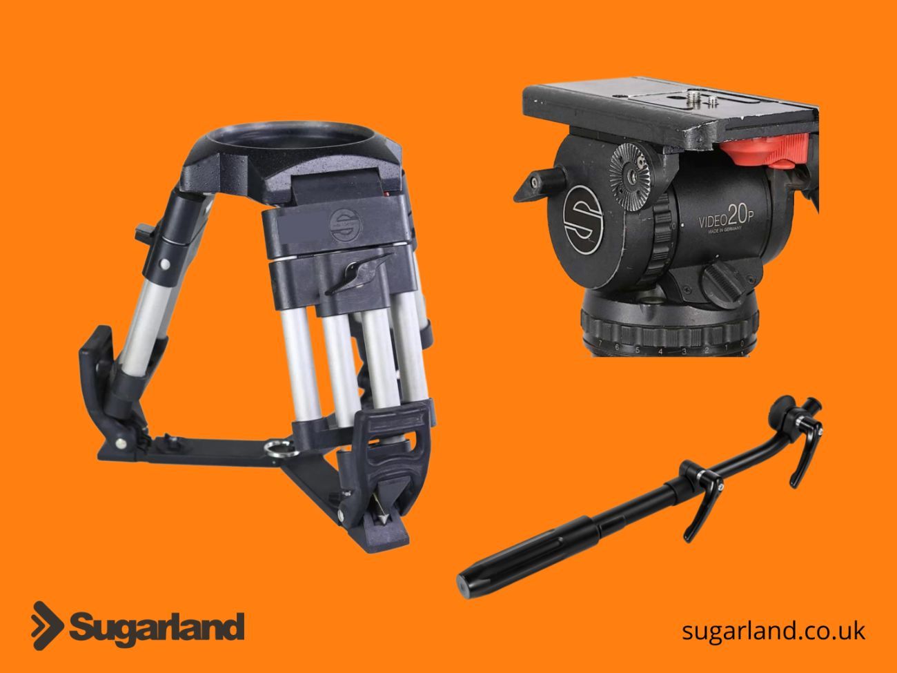 Sachtler 100mm baby legs tripod + head & pan bar