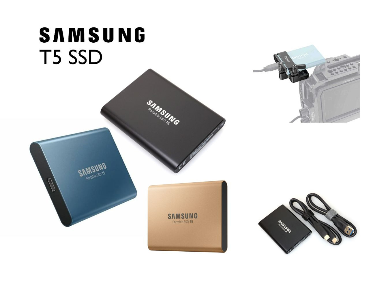 Samsung t5 ssd / 2tb 1tb 500gb hard drive / solid state recording media custom 
