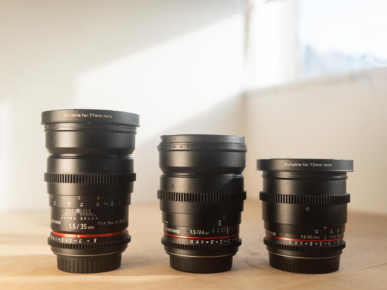 Samyang cine lens set - 24mm, 35mm, 85mm (ef)