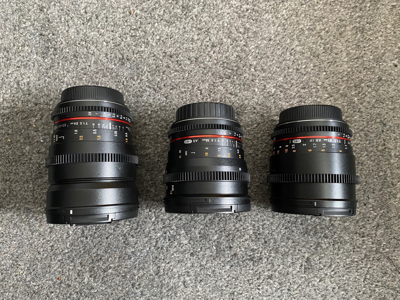 Samyang t1.5 prime lens - 24mm, 50mm & 85mm - ef mount
