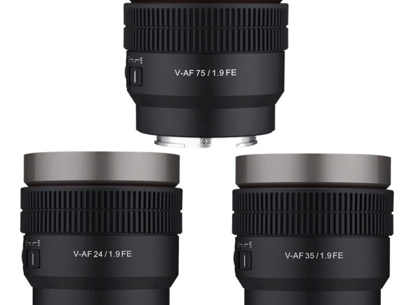 Samyang v-af e mount cine lens set (24mm/35mm/75mm t1.9)