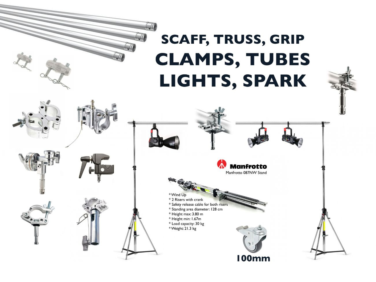 Scaff, cross, overhead bar, truss, lighting, grip, stage
