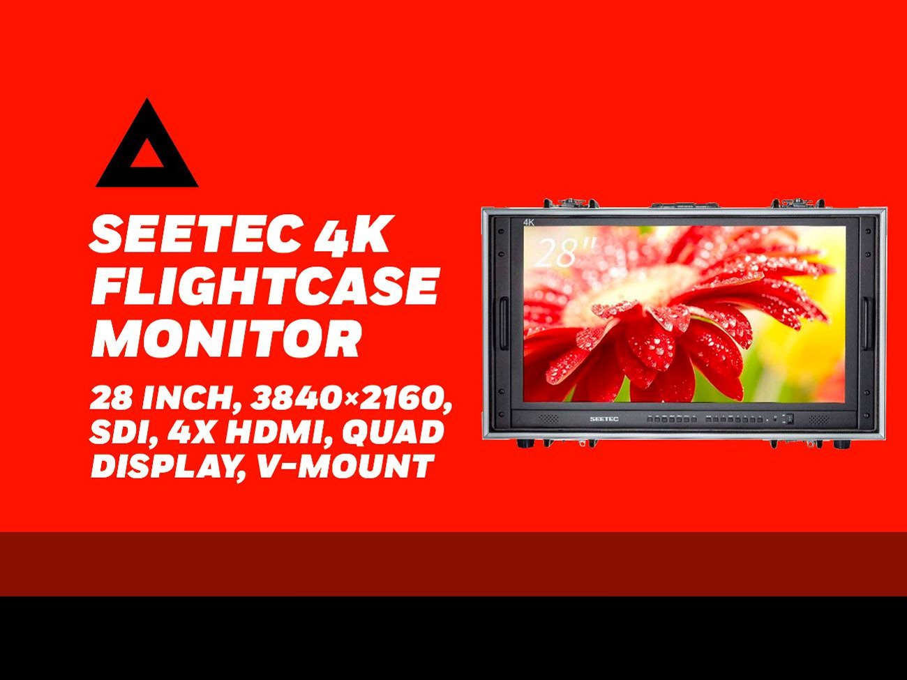 Seetek 28-inch 4k flightcase display with hdmi and sdi