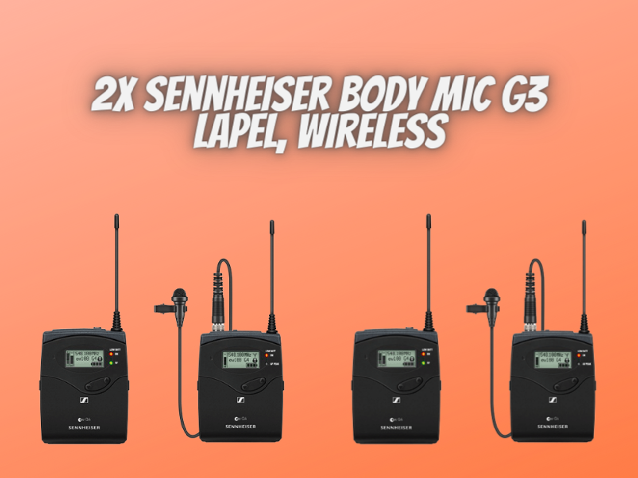 2x sennheiser g4 wireless mic, lapel body microphone, lavalier
