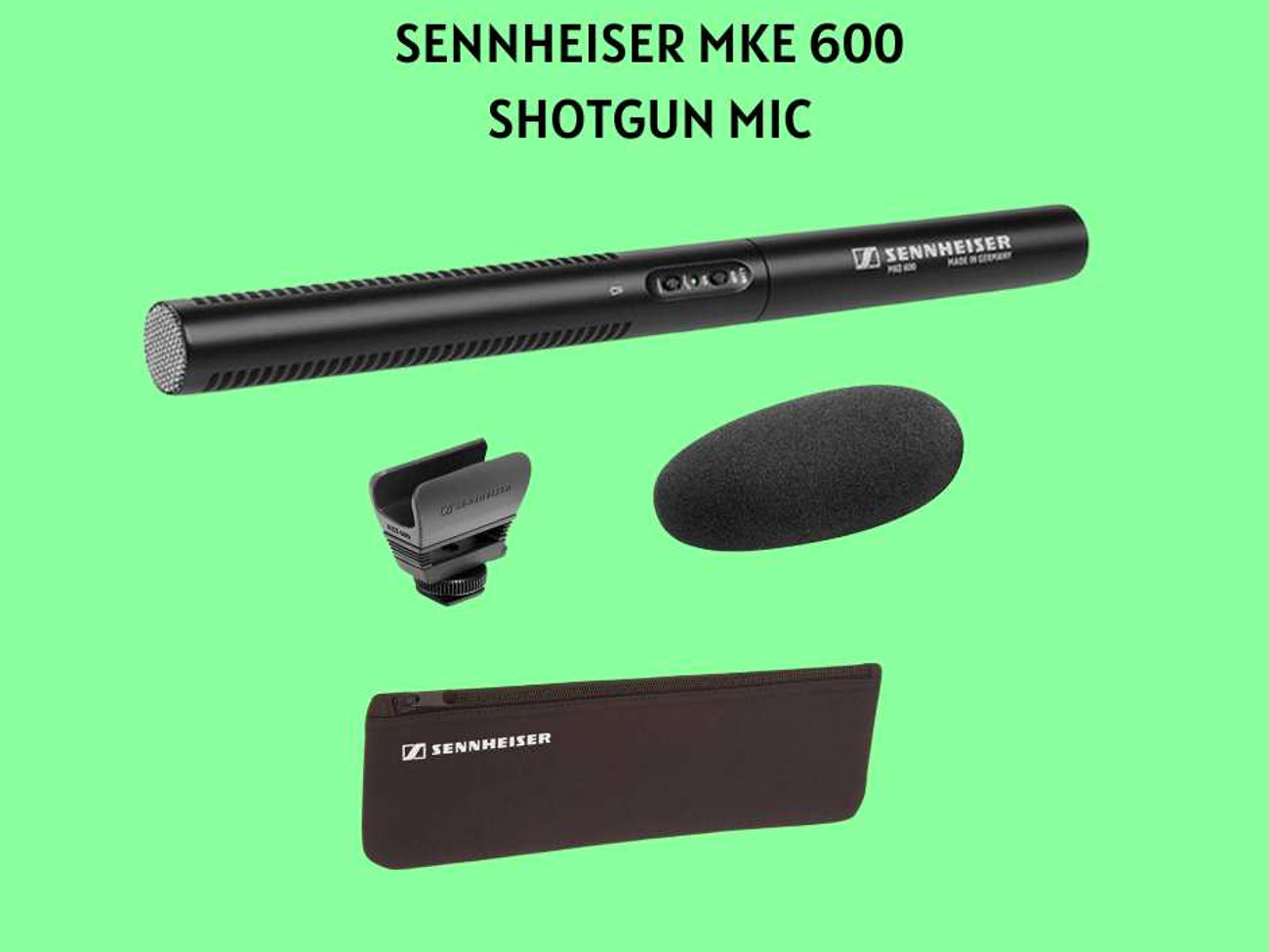 Sennheiser mke 600 xlr shotgun mic w/ accessories