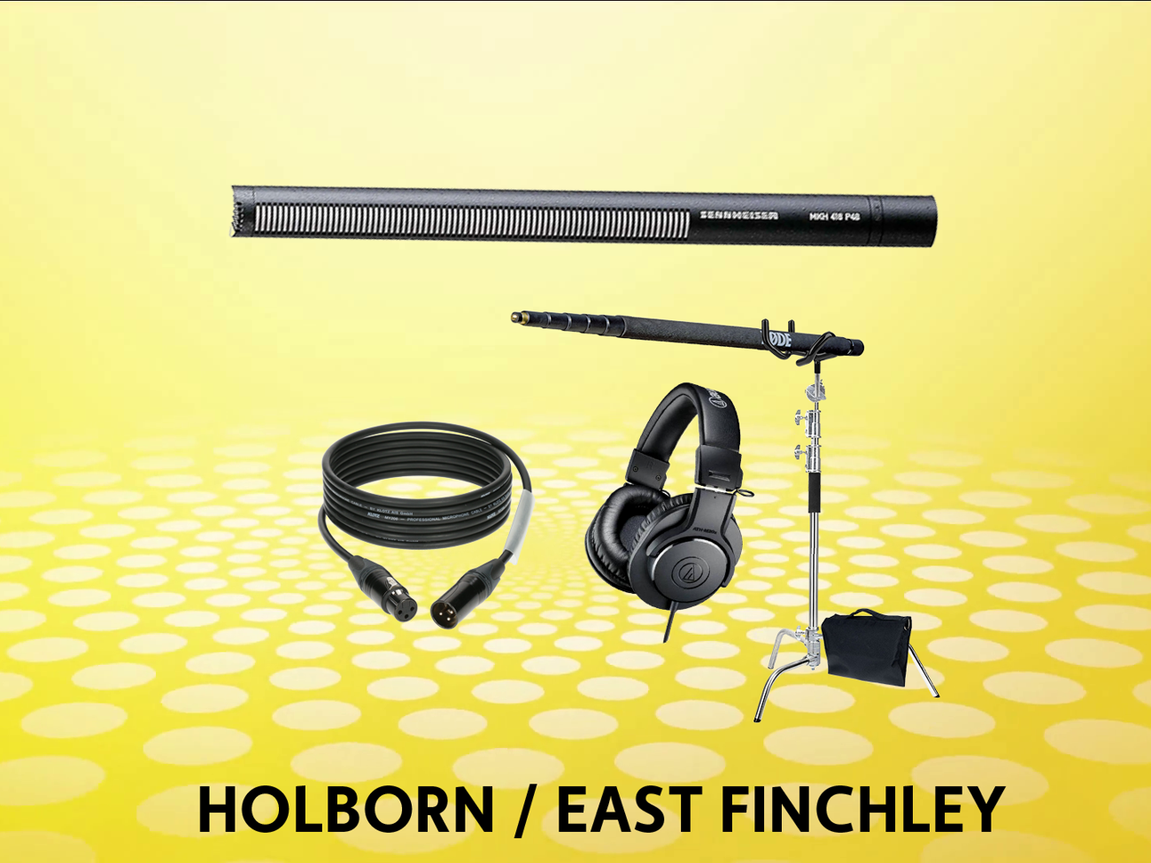 Sennheiser mkh 416 kit shotgun boom microphone + c-stand
