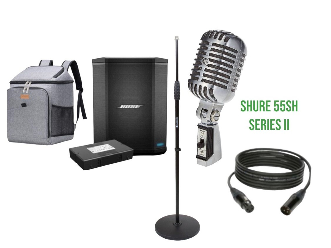 Shure 55sh series ii microphone mic stand bose s1 pro pa 