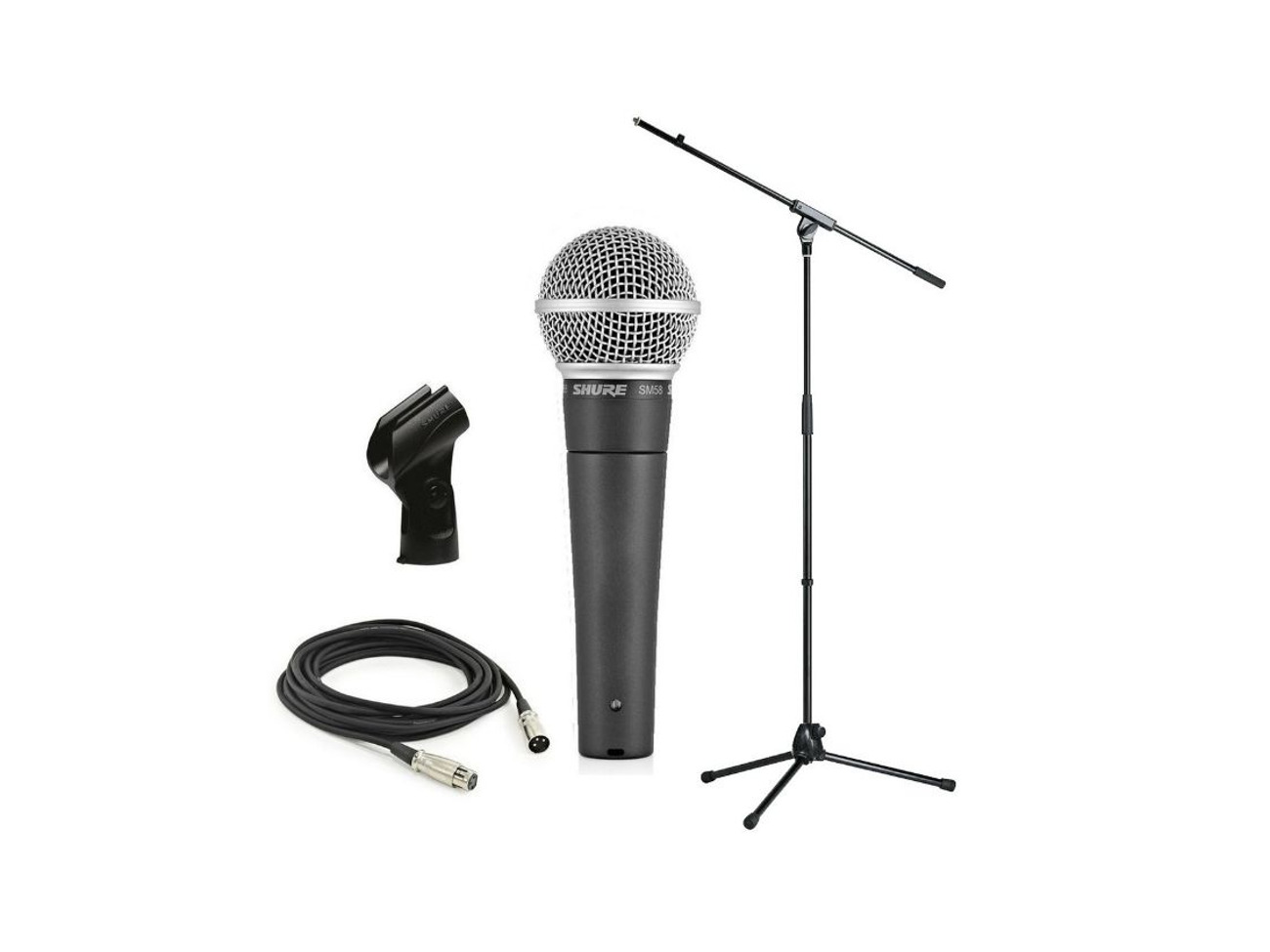 Shure sm58 dynamic vocal microphone + stand and 6m xlr cable