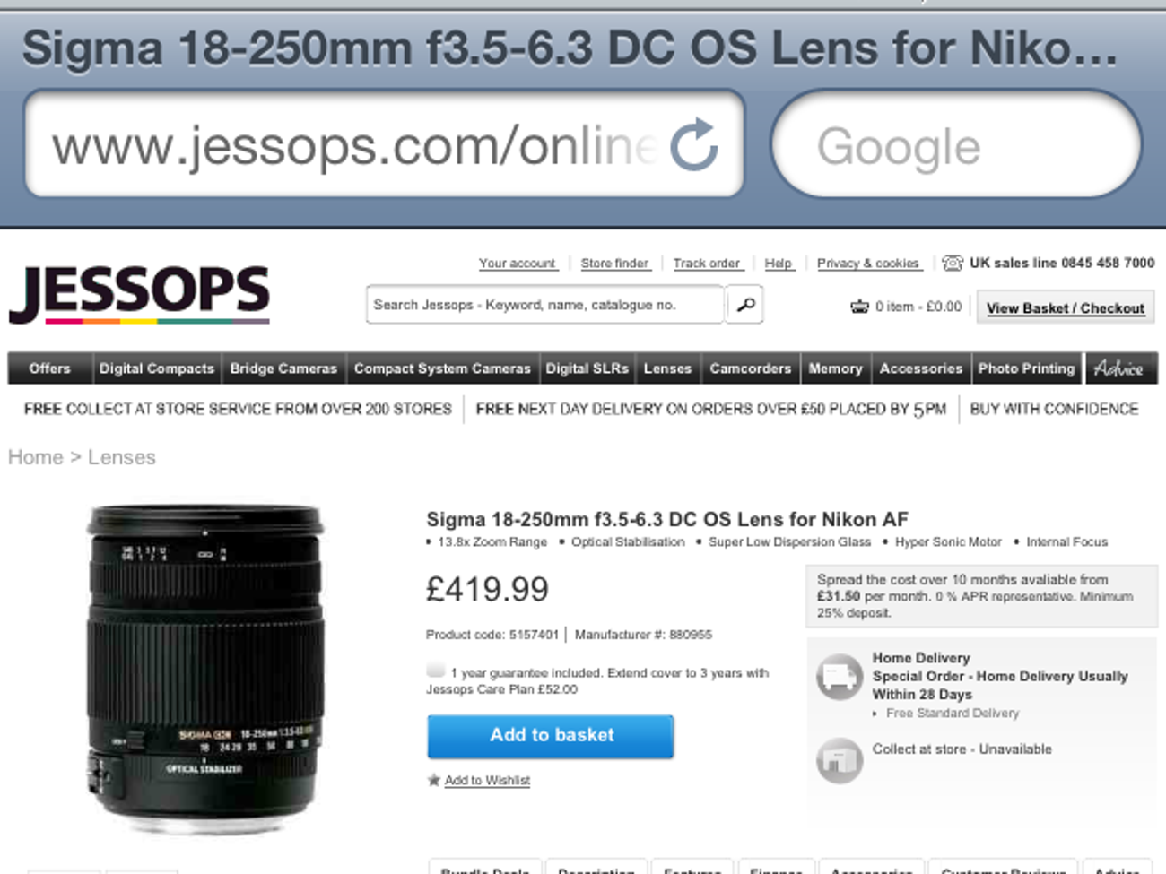 Sigma 18-250mm f3.5-6.3 dc os nikon fit lens