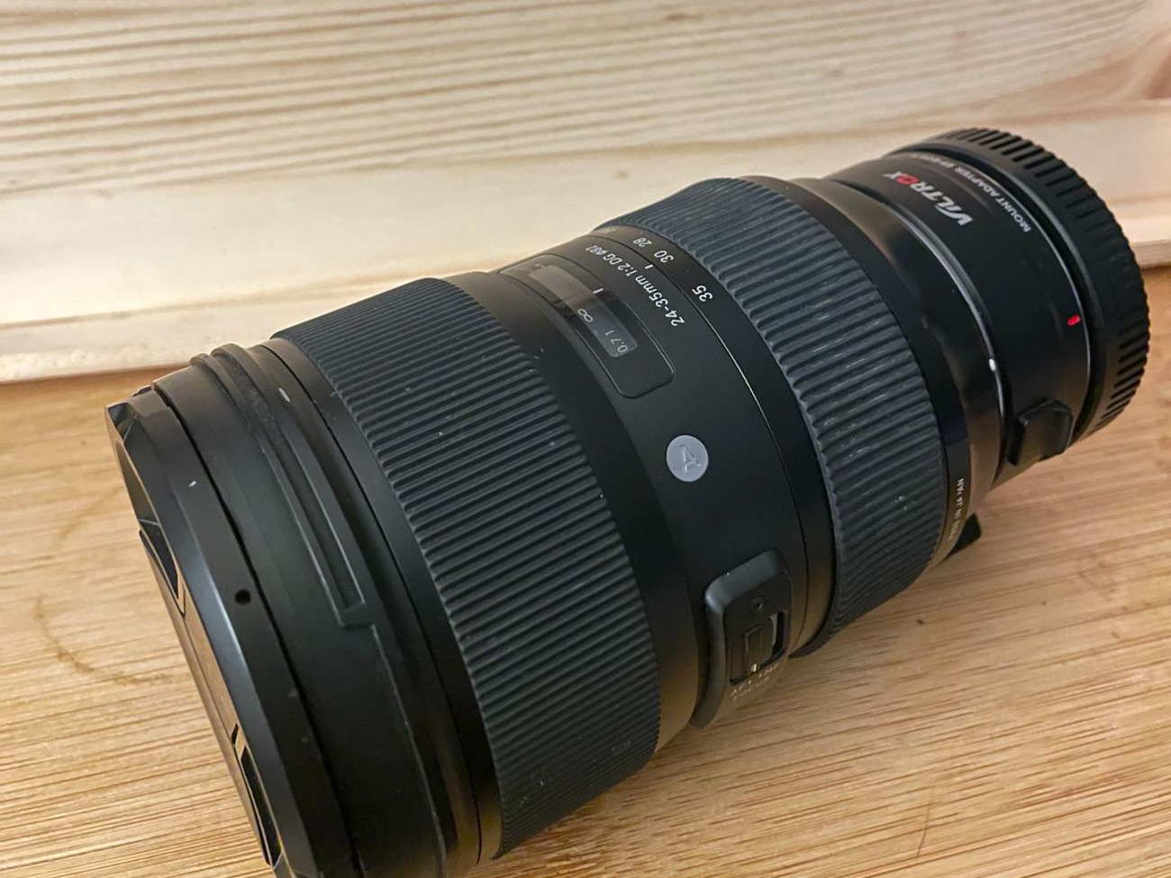 Sigma art 24-35mm f2 lens with canon ef-eos r mount adaptor