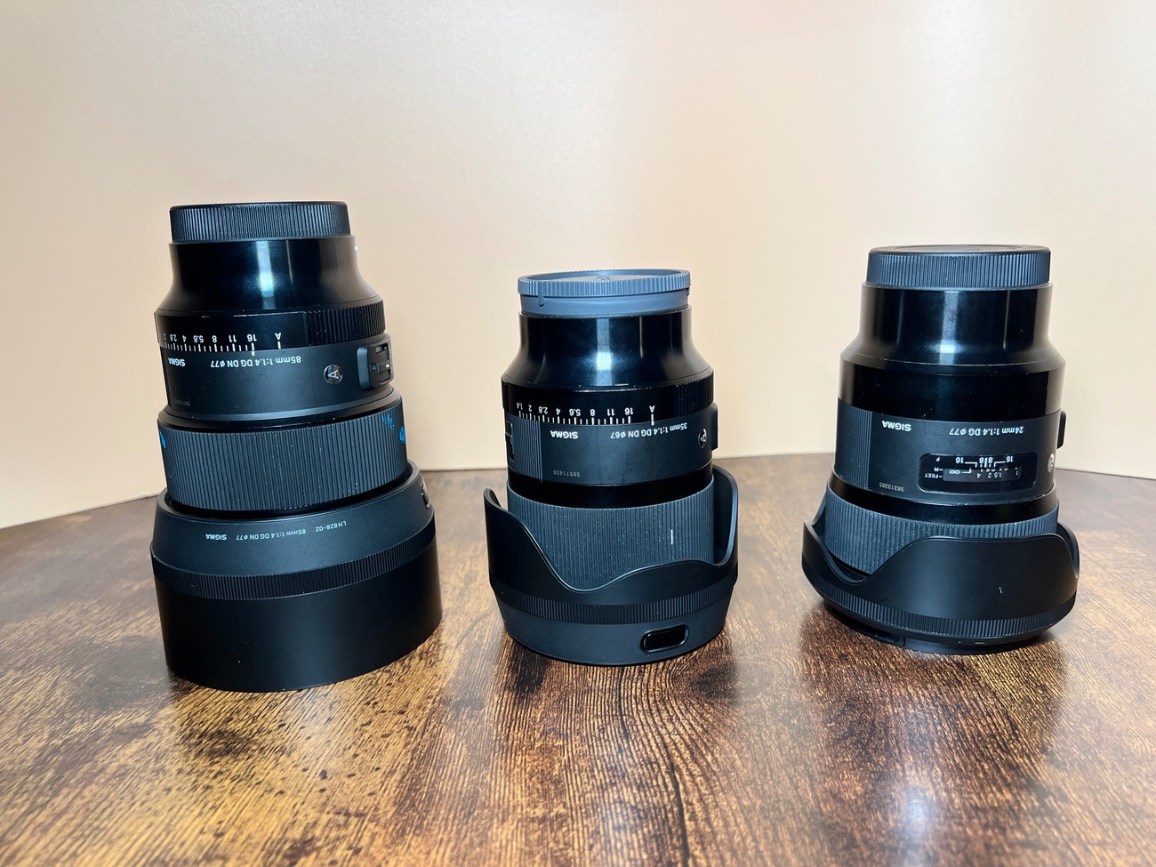 Sigma art lenses f1.4 dg 85mm 24mm 35mm sony e mount