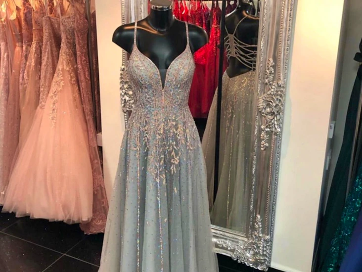Silver and gold prom dress