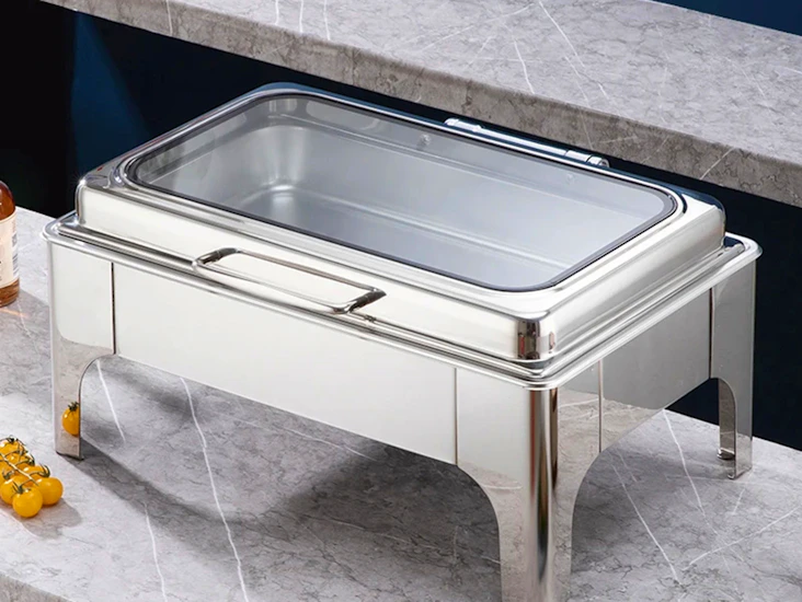 Silver rectangular chaffing dishes - 10 quart