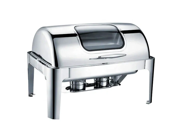 Silver roll top chaffing dishes - 10 quart