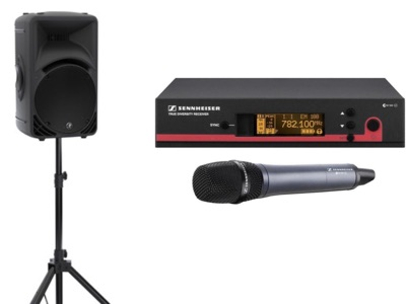 Single speaker with wirelss mic package