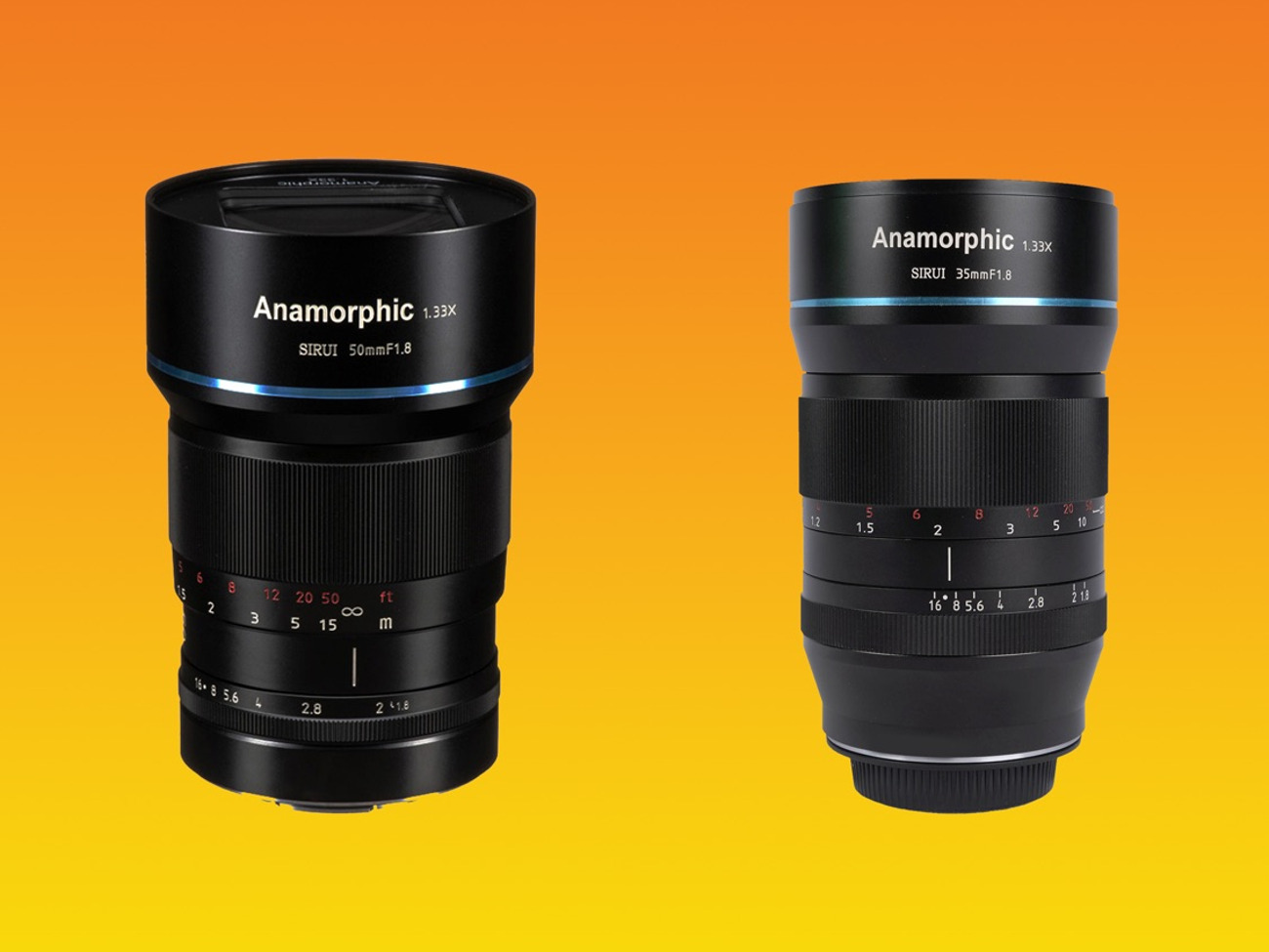 Sirui 35mm + 50mm f1.8 anamorphic lens 1.33x (sony e-mount) + monitor setup