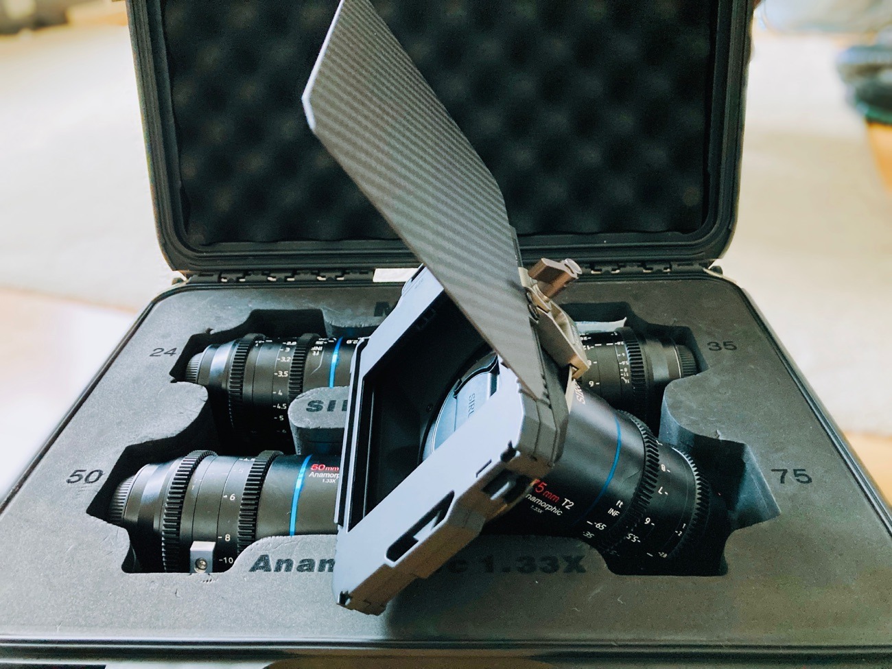 Small rig clip on matte box and filter tray