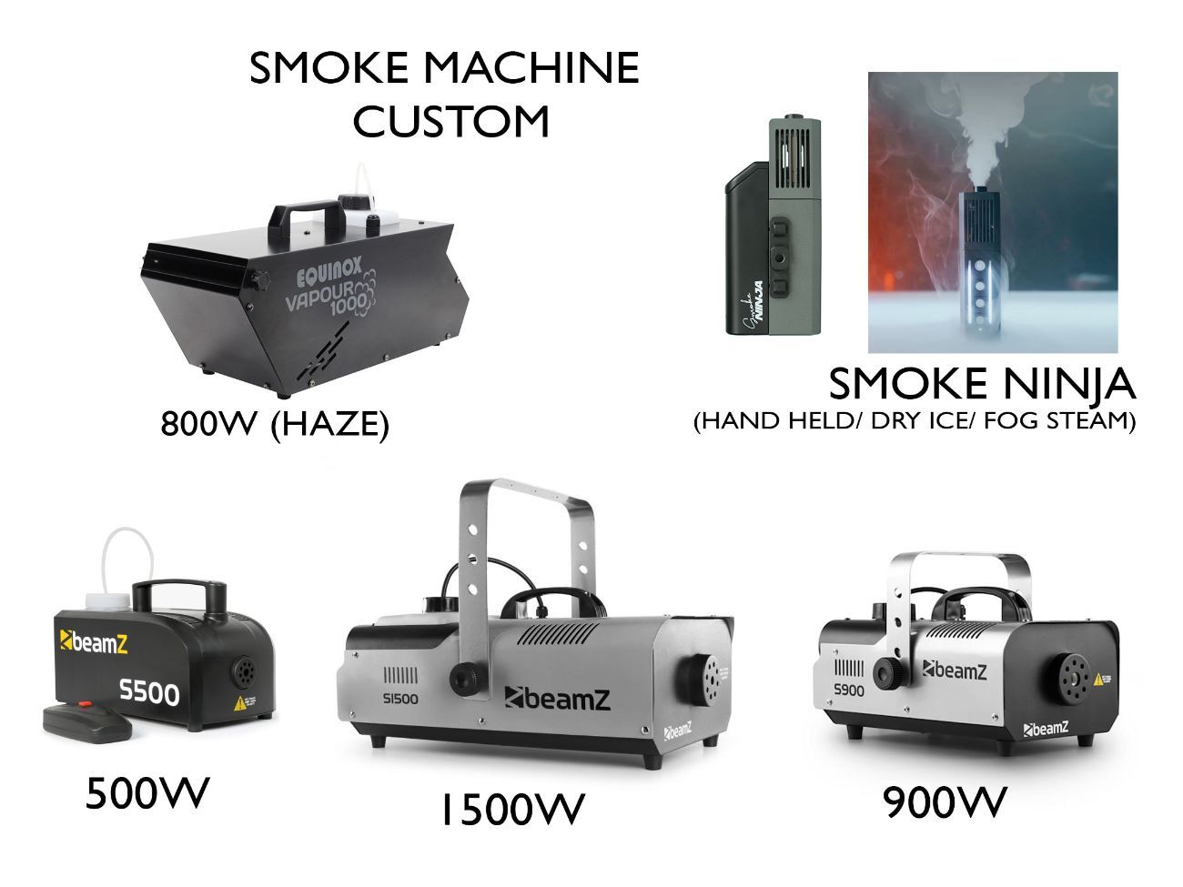 Smoke haze fog mist dry ice machines hazer ninja