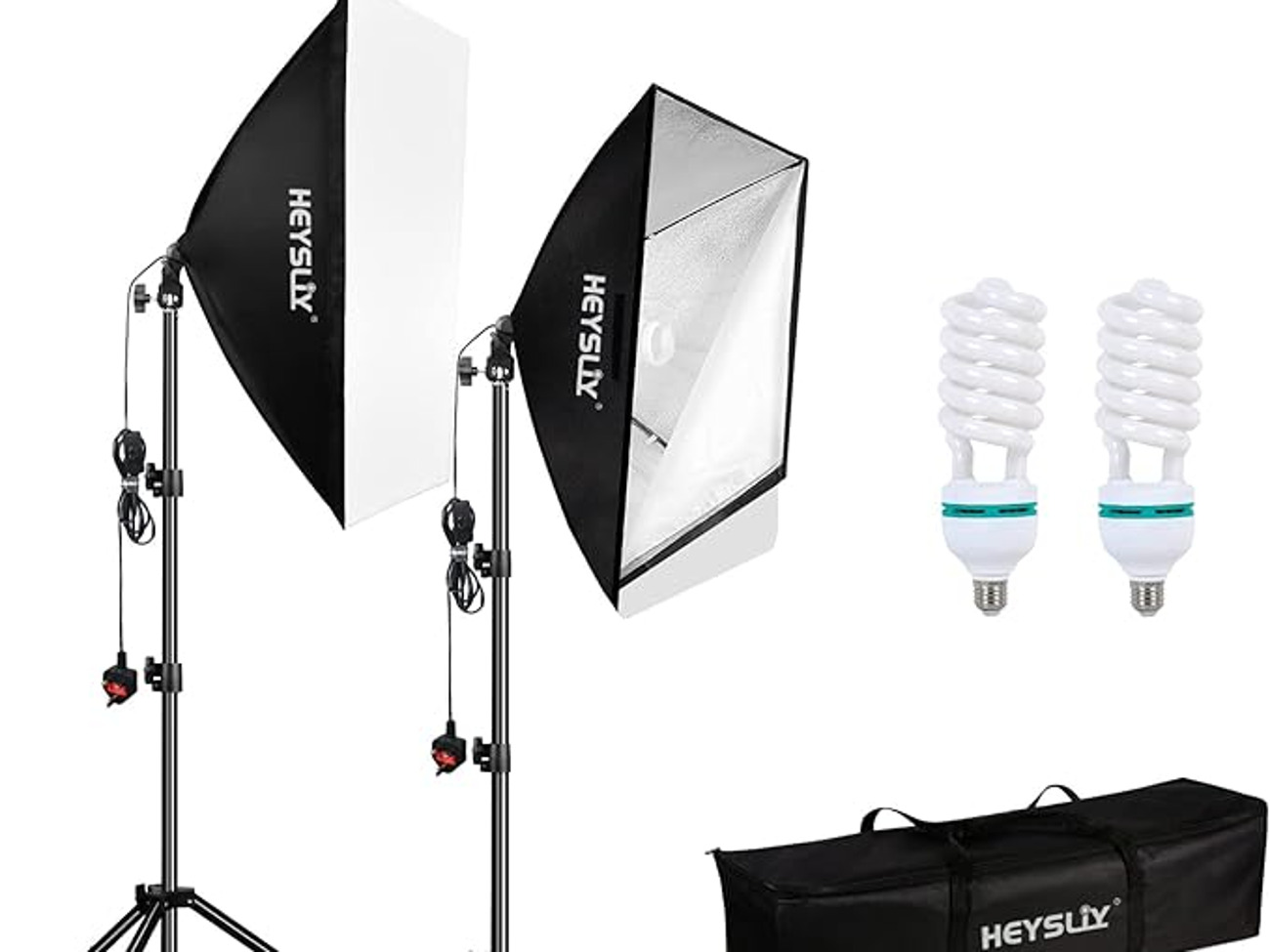 Softbox lighting kit, 150w 5500k daylight bulb