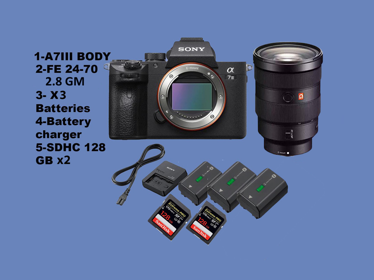 Sony a7 iii, a7iii, sony a7iii, sony a73 plus 24-70 2.8gm (hire for 7 days and