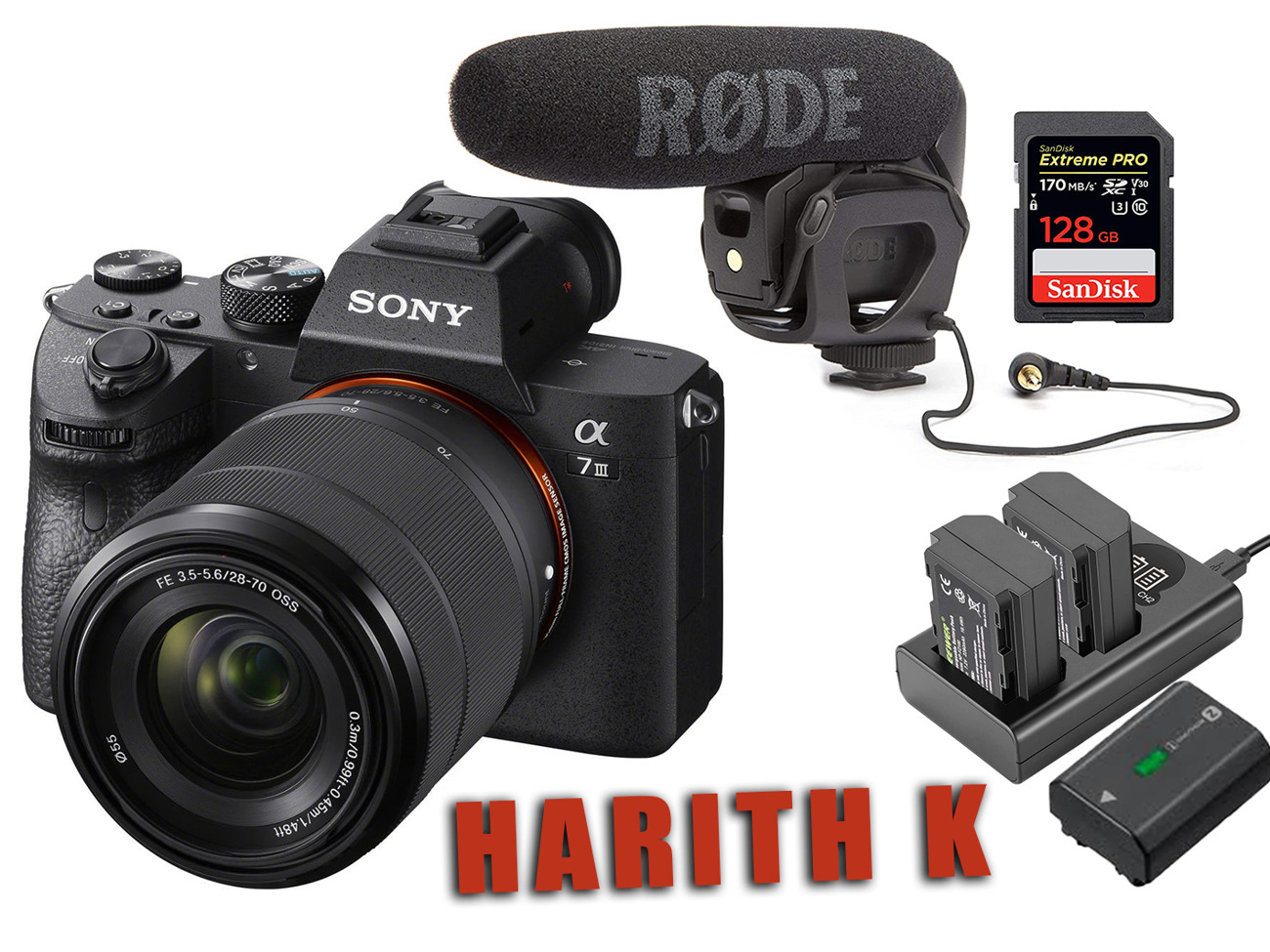 Sony a7iii (sony a73) + 28-70 kit lens & rode videomic pro (+more)