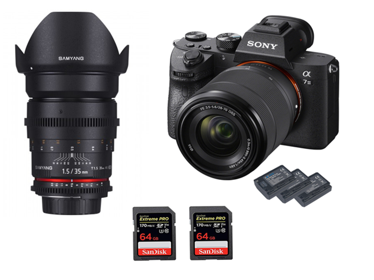Sony a7iii - 4k + 35mm cine t1.5 + 28-70mm 3.5 kit