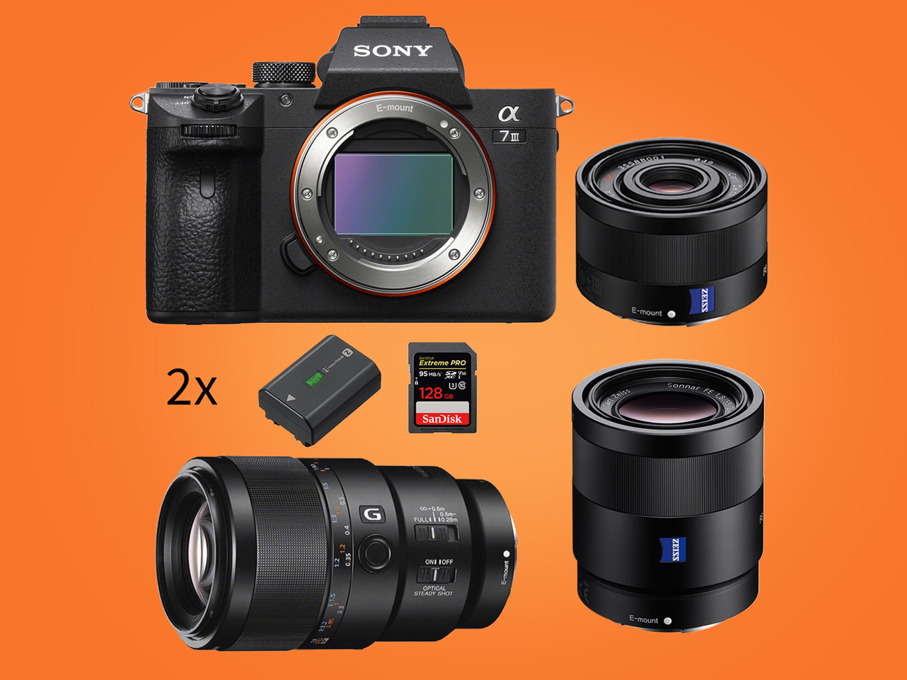 Sony a7iii 3, 35mm, 55mm, 90mm lens (filming bundle v5)