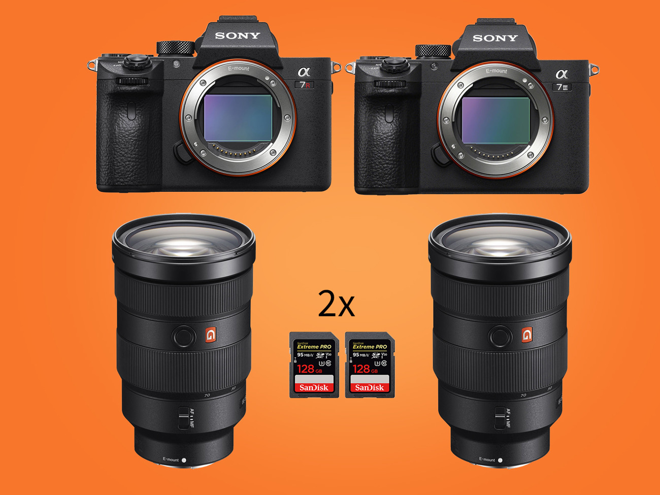 Sony a7iii 3, a7r iii, 24-70mm lens (twin bundle)