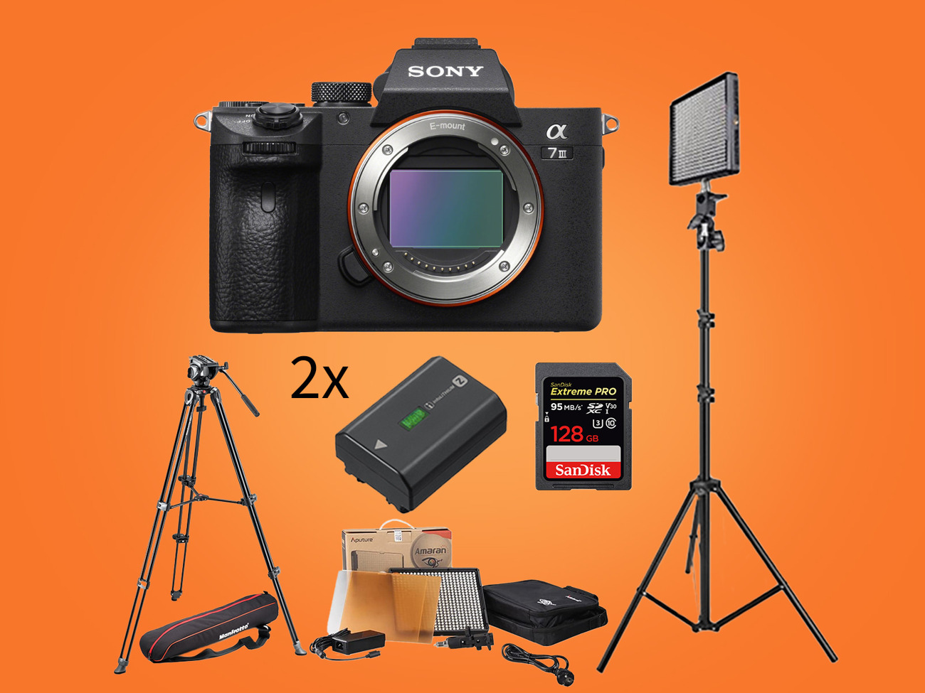 Sony a7iii, tripod, led light (filming bundle v9)