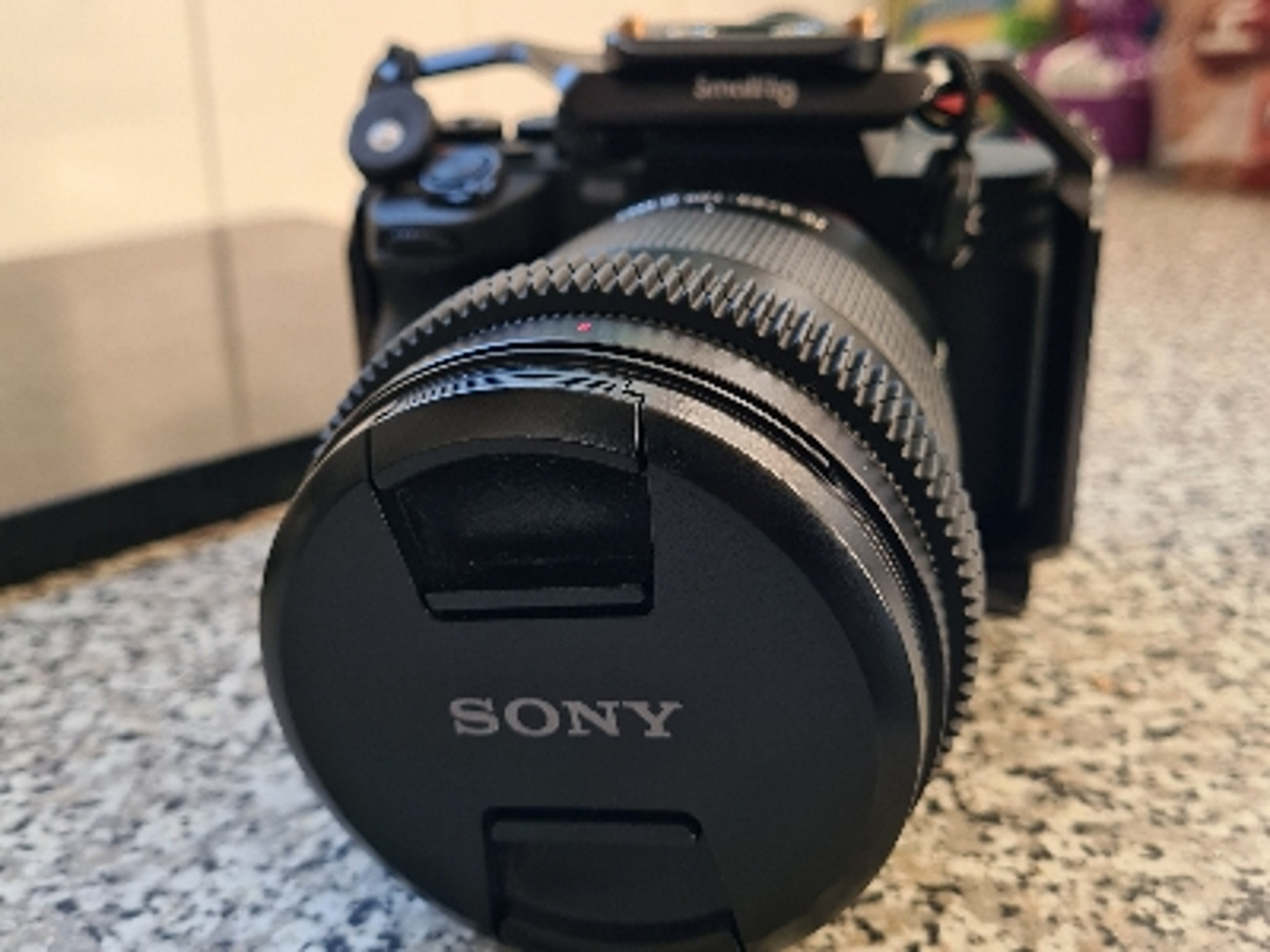 Sony a7iv with lens and memory cards