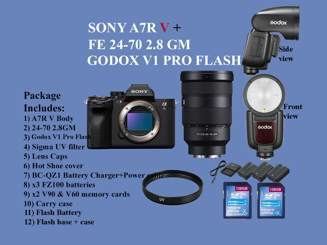 Sony a7r v , a7r 5 , a7rv + fe 24-70mm 2.8 gm lens & flash