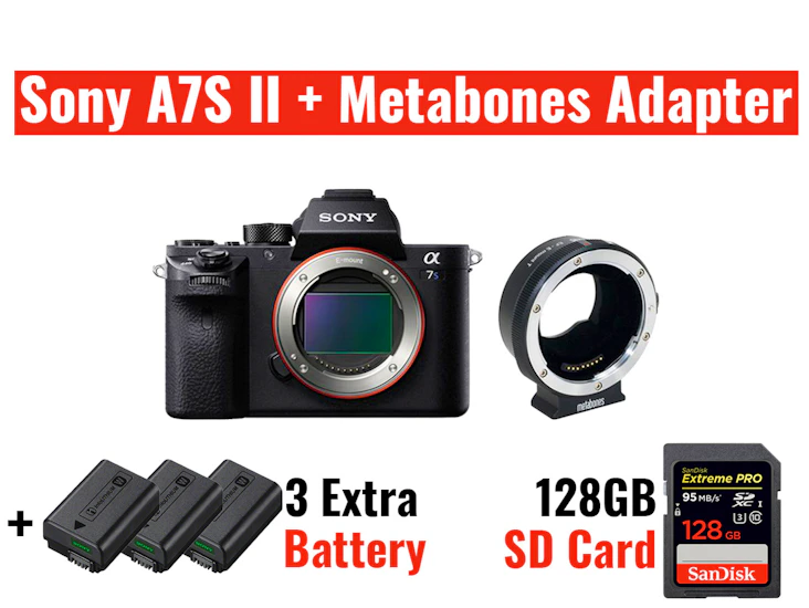 Sony a7s ii + metabones ef to e adapter + extras