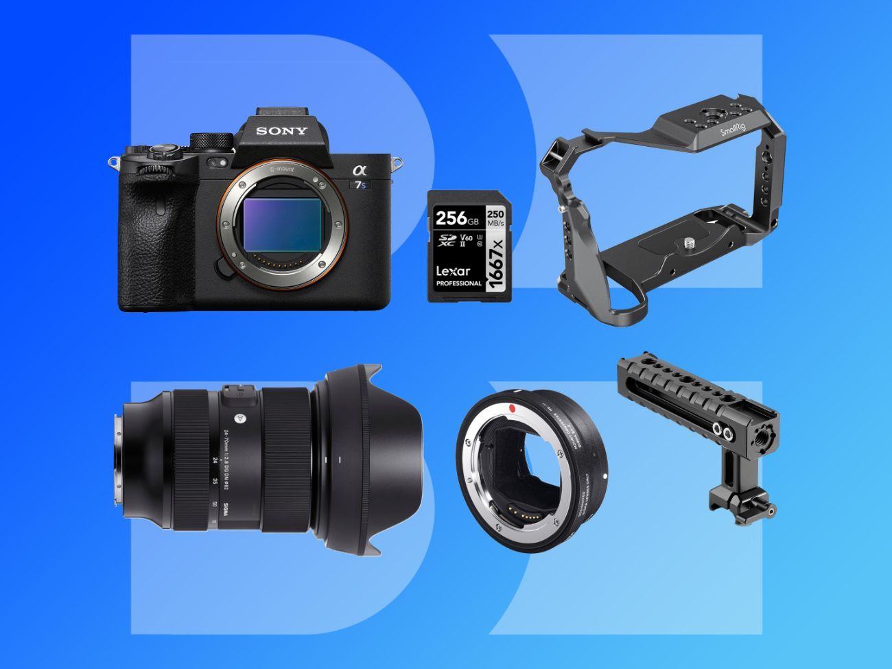 Sony a7s iii digital mirrorless camera + sigma 24-70 f2.8 dg dn + smallrig cage